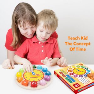 Coogam Wooden Shape Color Sorting Clock